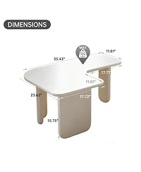 Streamdale Furniture Streamdale Modern L-Shape Coffee Table, Multi-layer Green Paint, White