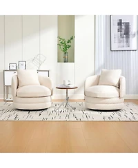 Streamdale Furniture 30"W Modern Swivel Barrel Chair with Pillow, Chenille Upholstered Comfy Armchair