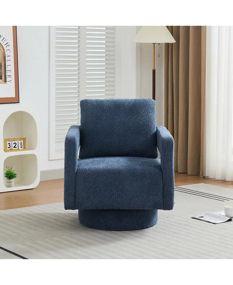 Streamdale Furniture Navy Swivel Chair, Modern Rotating Arm Chair with Open Back