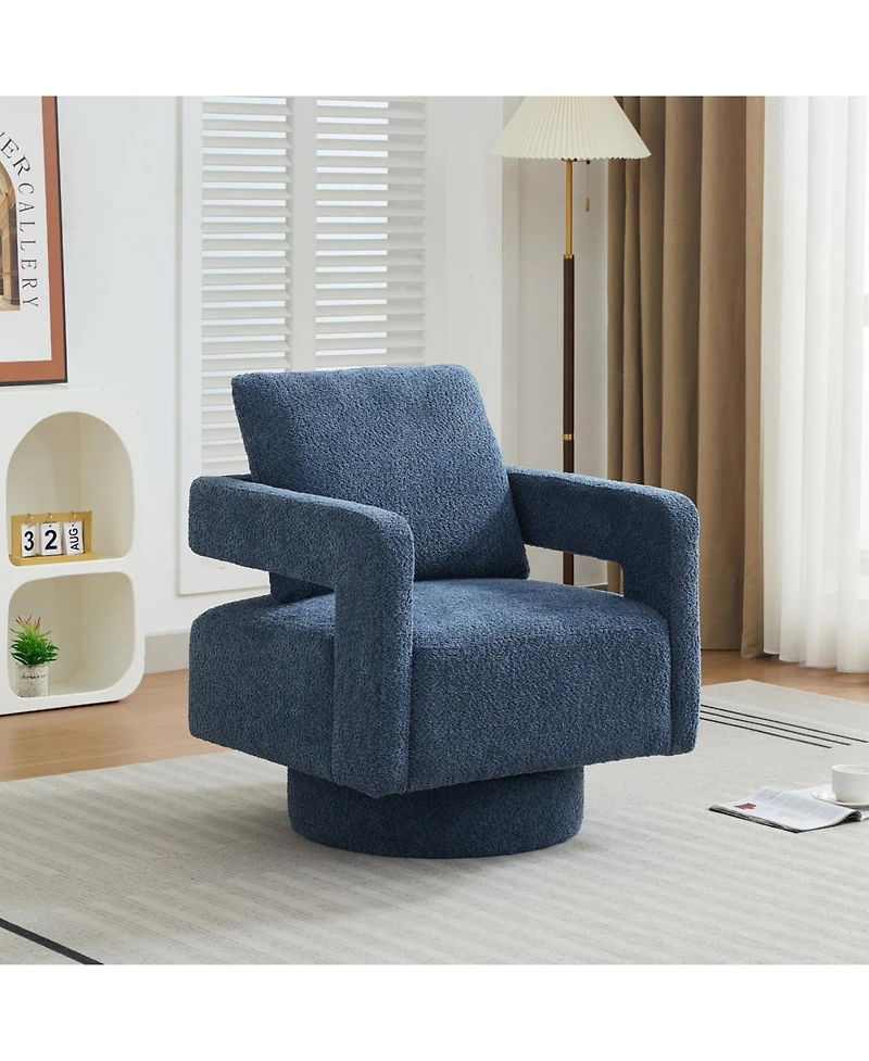 Streamdale Furniture Navy Swivel Chair, Modern Rotating Arm Chair with Open Back