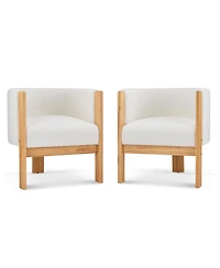 Streamdale Furniture Upholstered Dining Chairs Set of 2, White Boucle Fabric, Modern Armchairs