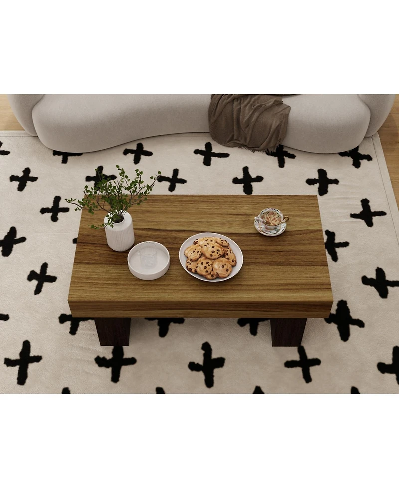 Streamdale 42" Rustic Brown Wood Farmhouse Coffee Table with Sturdy Base