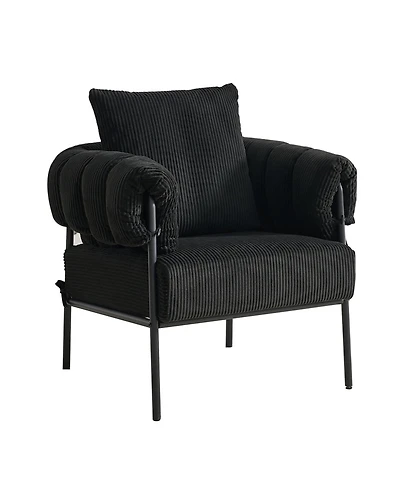 Streamdale Furniture Modern Teddy Fleece Chair with Gold Legs, Black