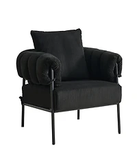Streamdale Furniture Modern Teddy Fleece Chair with Gold Legs, Black