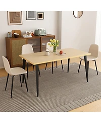 Streamdale Furniture Streamdale 63" Farmhouse Industrial Dining Table Set w/ 4 Beige Chairs, Iron Legs