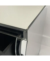 Streamdale Furniture Streamdale Curved Mirror 3-Drawer Nightstand/Bedside Table - Silver