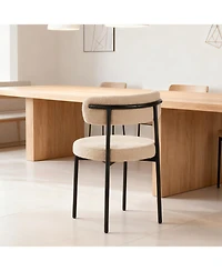 Streamdale Furniture Streamdale Medieval modern dining chair set, 4 pcs, round seat, black metal legs, beige