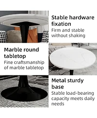 Streamdale 27.6" Black Mid-Century Modern Dining Table with White Marble Top