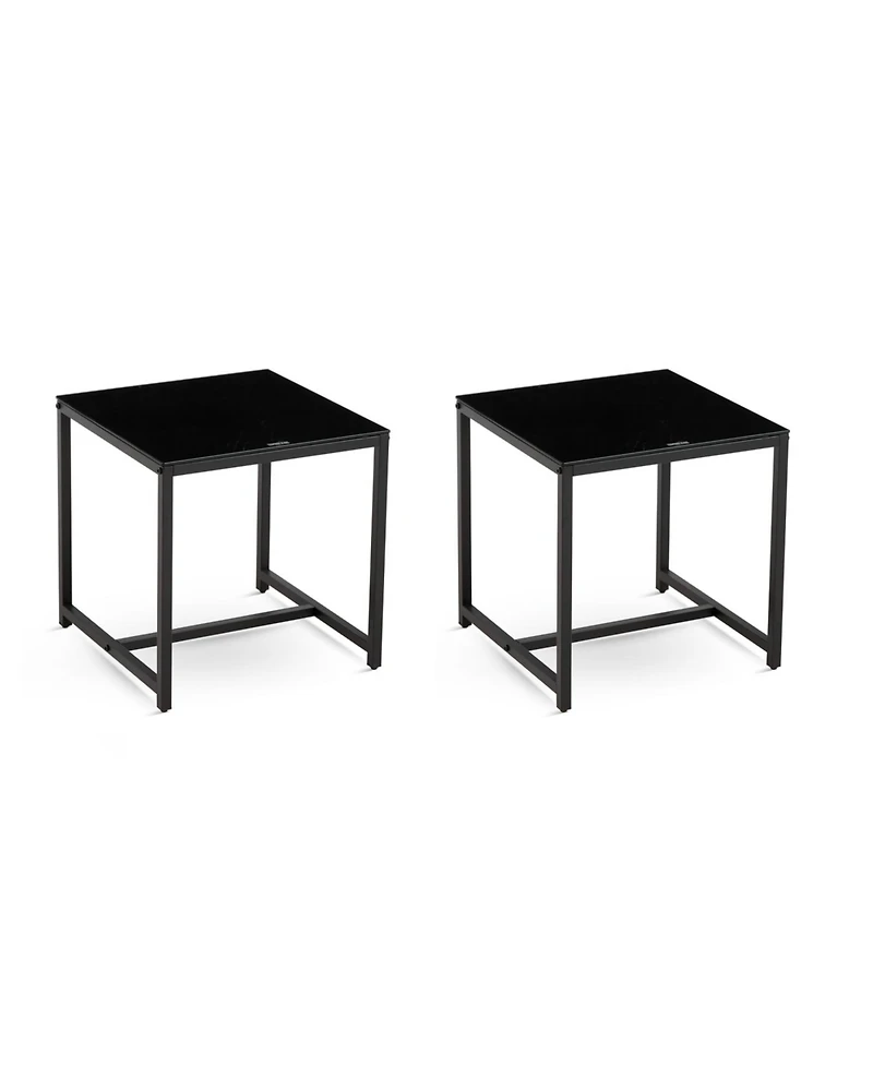 Streamdale Black Glass Night Stand, Mdf Side Table, Small Tea Table