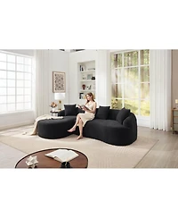 Streamdale Furniture Streamdale Compression L-Shape Sectional Sofa with Curved Chaise, Black Modular Chenille Couch