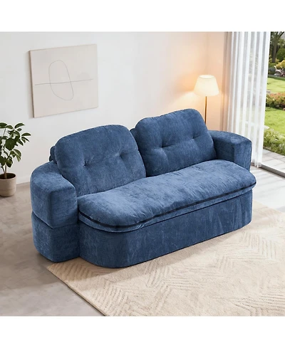 Streamdale Furniture Streamdale Modern Floor Sofa with 2 Pillows, Convertible Corduroy Sleeper Sofa Bed