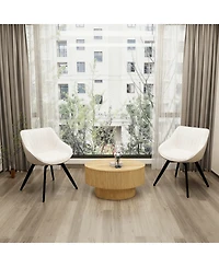 Streamdale Furniture Mdf Modern Round Coffee Table & 2 Pu Dining Chairs Set