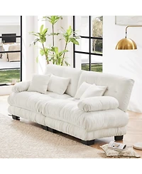 Streamdale Furniture Streamdale Cloud Couch 2 Seater Sofa, Chenille White with Lumbar & Throw Pillows