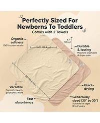 KeaBabies 2pk Lyra Muslin Baby Towels with Hoods for Girl, Boy, Soft, Absorbent, Cotton Hooded Bath