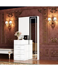 Homsee Luxury black aluminum alloy tempered glass doors, 4-door wardrobes, bedroom armoire, Closet
