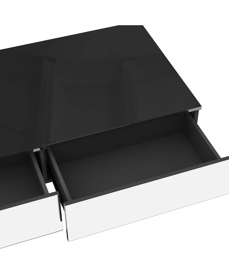 Streamdale Furniture Streamdale Rectangular Black High Gloss Coffee Table with Storage - 47.3
