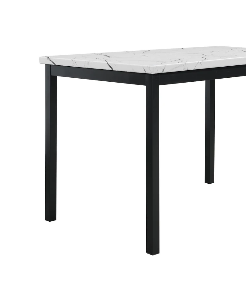 Streamdale Furniture 5-Piece Metal Dinette Set with Laminated Off-white Faux Marble Top, 4 Red Chairs