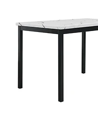 Streamdale Furniture 5-Piece Metal Dinette Set with Laminated Off-white Faux Marble Top, 4 Red Chairs