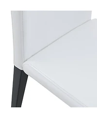 Streamdale Furniture Set of 2 White Pu Dining Chairs with Black Metal Legs