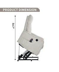 Streamdale Furniture Beige Chenille Power Lift Recliner Chair with Massage & Heat for Elderly