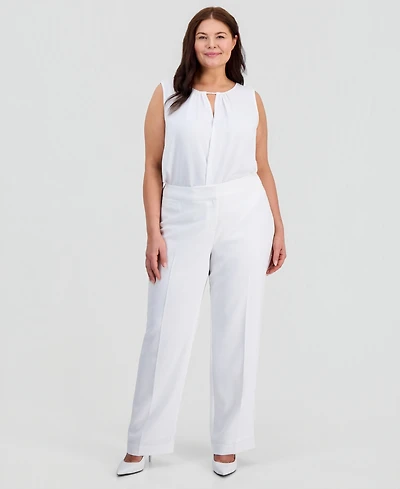 Kasper Plus High-Rise Straight-Leg Pants