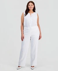Kasper Plus High-Rise Straight-Leg Pants