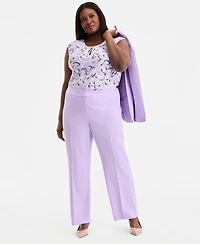 Kasper Plus High-Rise Straight-Leg Pants