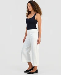 Jones New York Petite High-Rise Cropped Wide-Leg Pintucked Pants