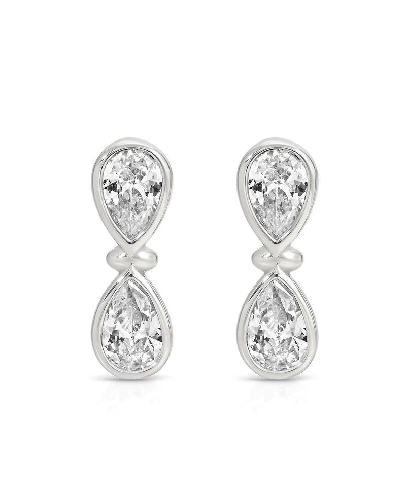 Ettika Silver Plated Infinity Crystal Stud Earrings