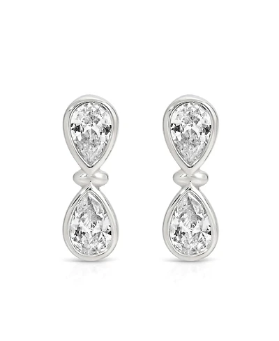 Ettika Silver Plated Infinity Crystal Stud Earrings
