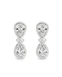 Ettika Silver Plated Infinity Crystal Stud Earrings