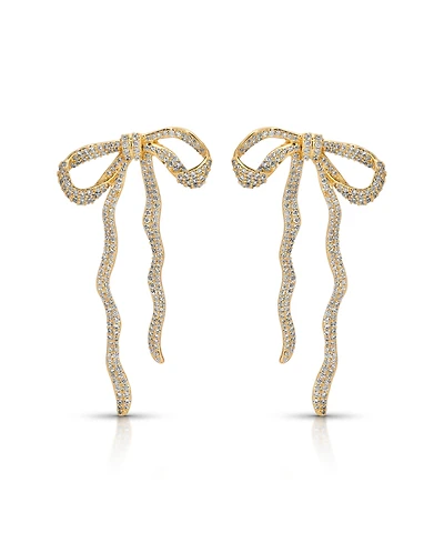 Ettika Gold Plated Pave Bow Earrings