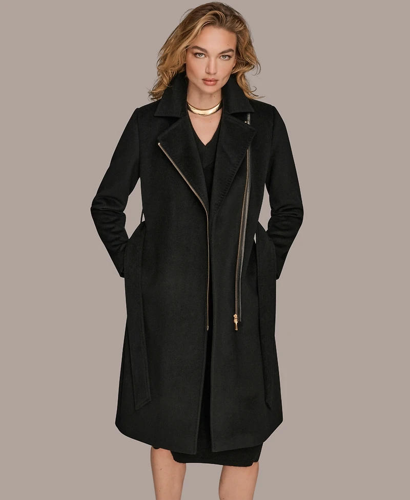 Donna Karan New York Women's Notch Collared Belted Coat