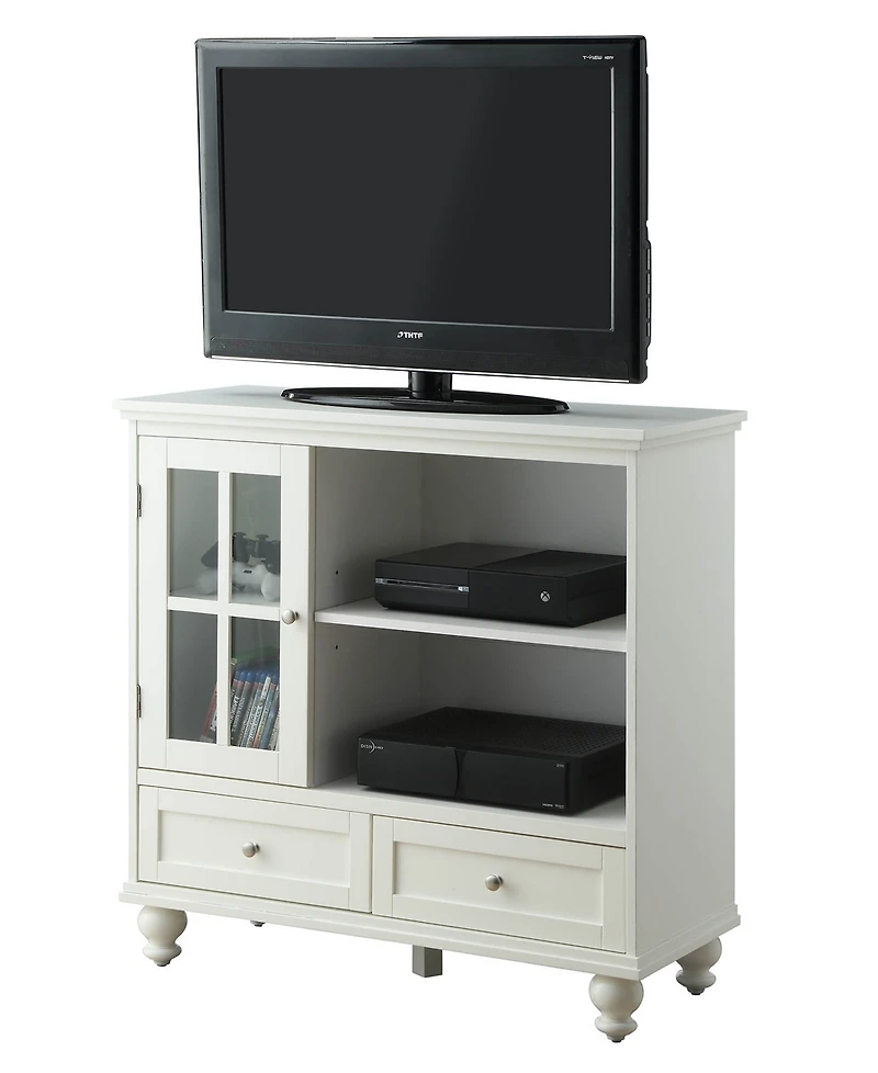 Convenience Concepts 36" Glass 2 Drawer Tv Stand with Storage