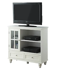 Convenience Concepts 36" Glass 2 Drawer Tv Stand with Storage