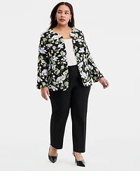 Kasper Plus Floral Print Open-Front Jacket