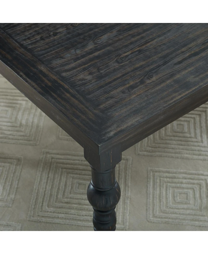 Streamdale Furniture Urban Style Wood Dark Wash Turned-Leg Dining Set: Table and 4 Chairs, Blue