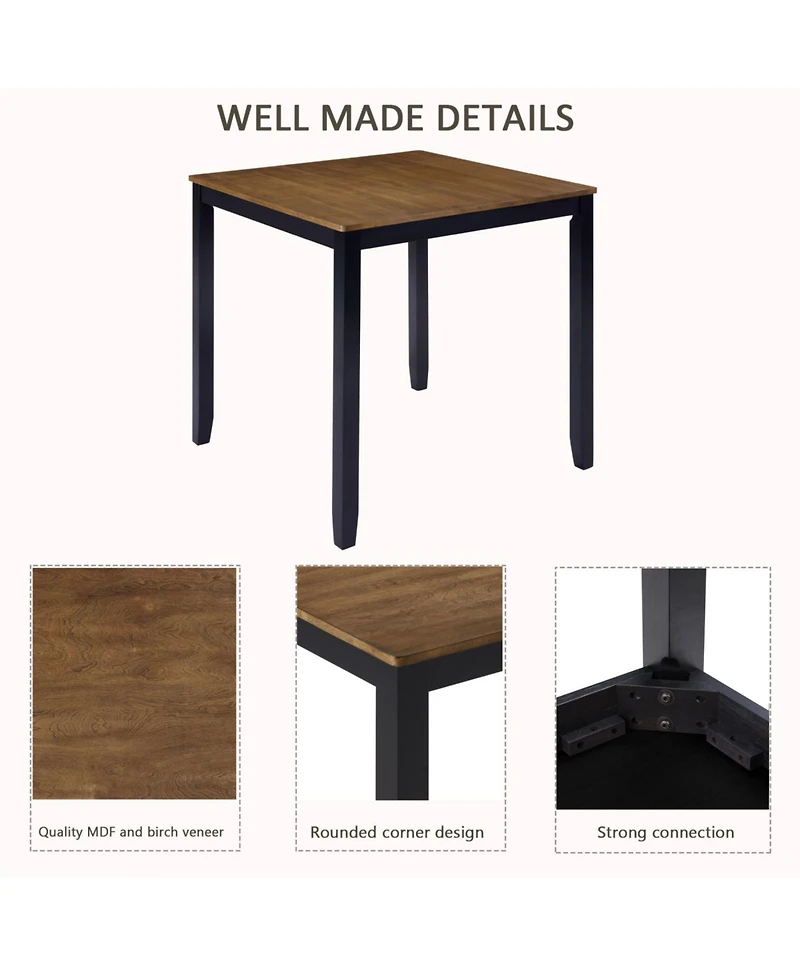 Streamdale Furniture 5-Piece Counter Height Dining Table Set with 4 Chairs, Black & Oak