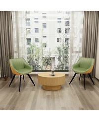 Streamdale Furniture Mdf Modern Round Coffee Table & 2 Pu Dining Chairs Set