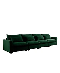 Streamdale Furniture 4 Seater Green Corduroy Sofa with 4 Waist Pillows