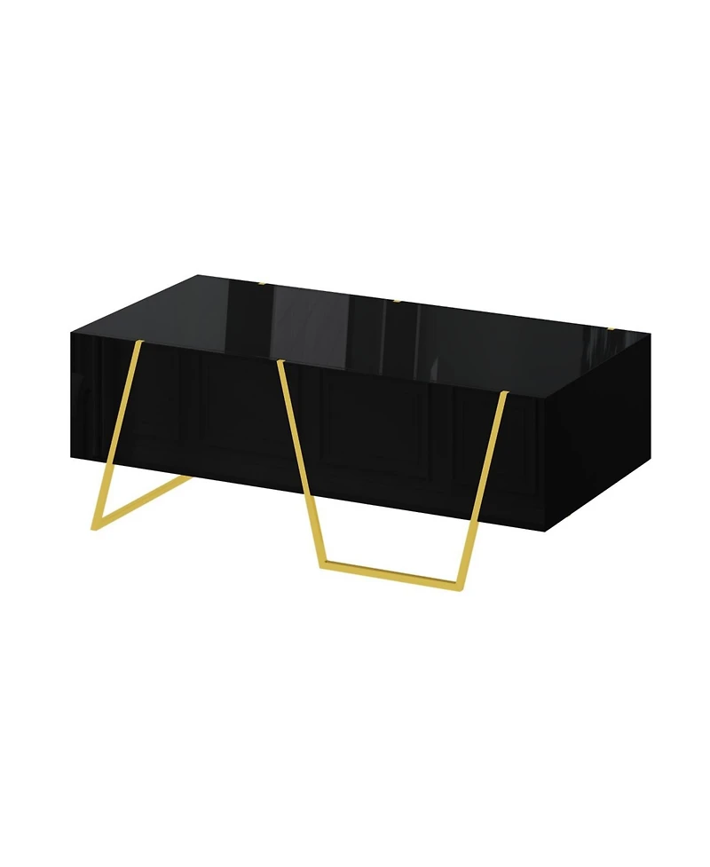 Streamdale Furniture Modern High Gloss Coffee Table with Storage &Base