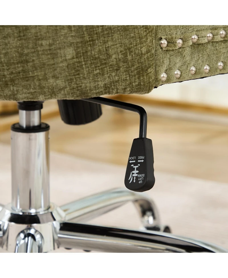 Streamdale Furniture Modern Chenille Tufted Office Chair with Chrome Base, Adjustable Swivel