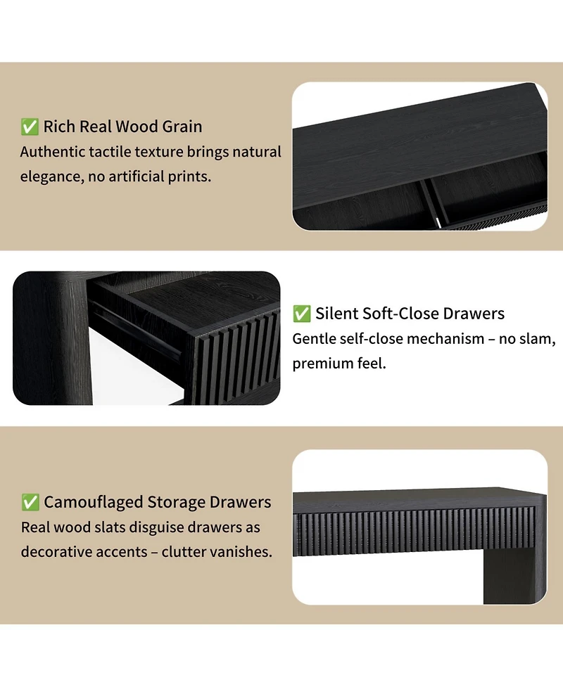 Streamdale Furniture 60" Modern 2-Drawer Fluted Console Table - Wood Veneer Sofa Table