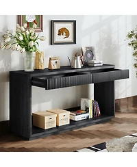 Streamdale Furniture 60" Modern 2-Drawer Fluted Console Table - Wood Veneer Sofa Table