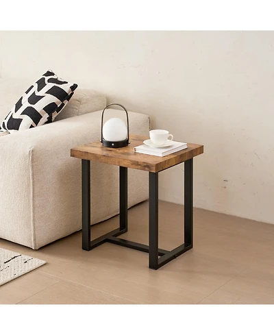 Streamdale Furniture Walnut Night Stand, Mdf SideTable, Small Tea Table, Sofa Table with Metal Leg