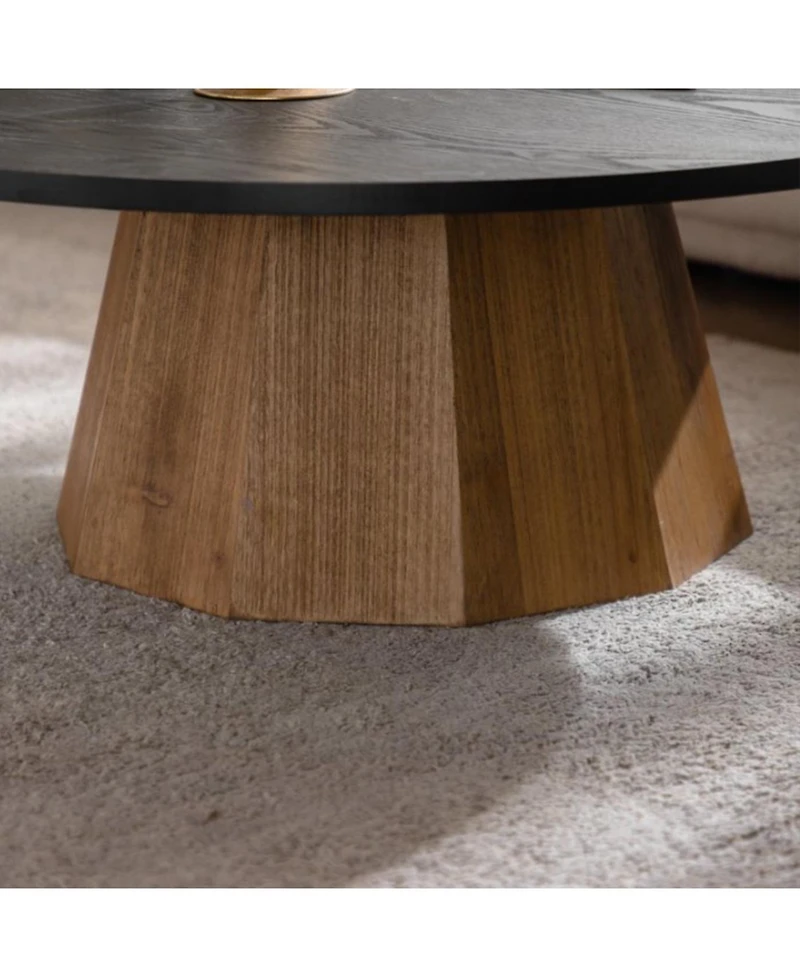 Streamdale Furniture Round Coffee Table -Sturdy Wooden Tea Table for Living Room