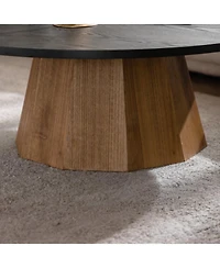 Streamdale Furniture Round Coffee Table -Sturdy Wooden Tea Table for Living Room