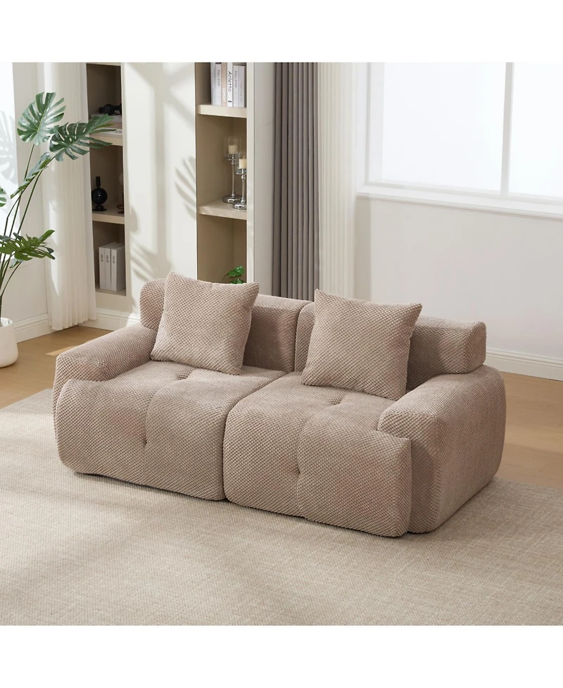 Streamdale Furniture 73" Modern Modular Sectional Loveseat, 2 Seater Tufted Cloud Convertible Couch with 2 Pillows