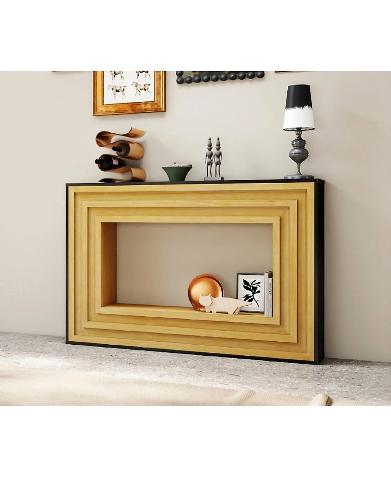 Streamdale Furniture Modern Contrast Console Table with Layered Wood Frame and Top