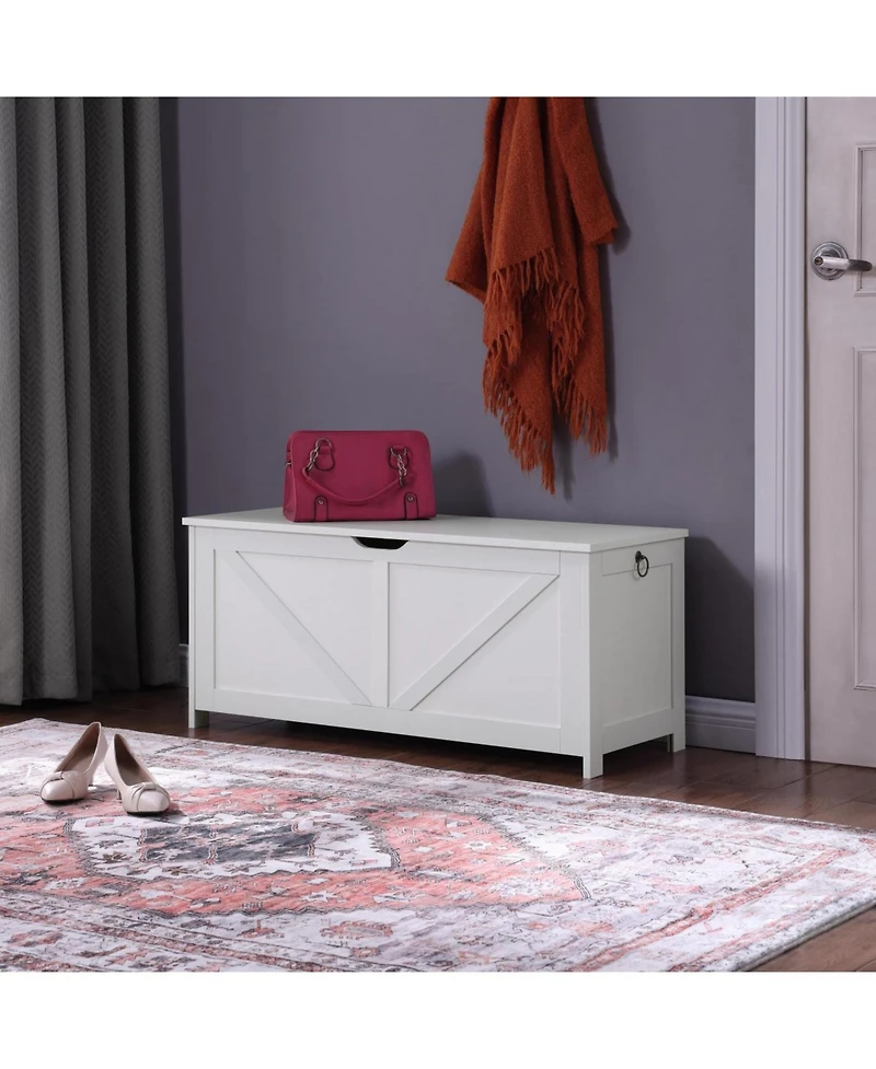 Streamdale Furniture Retro Toy Box Organizer Entryway Storage Bench with 2 Hinges